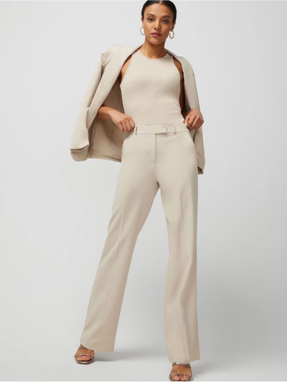 White House Black Market Neutral Wide-Leg Trousers